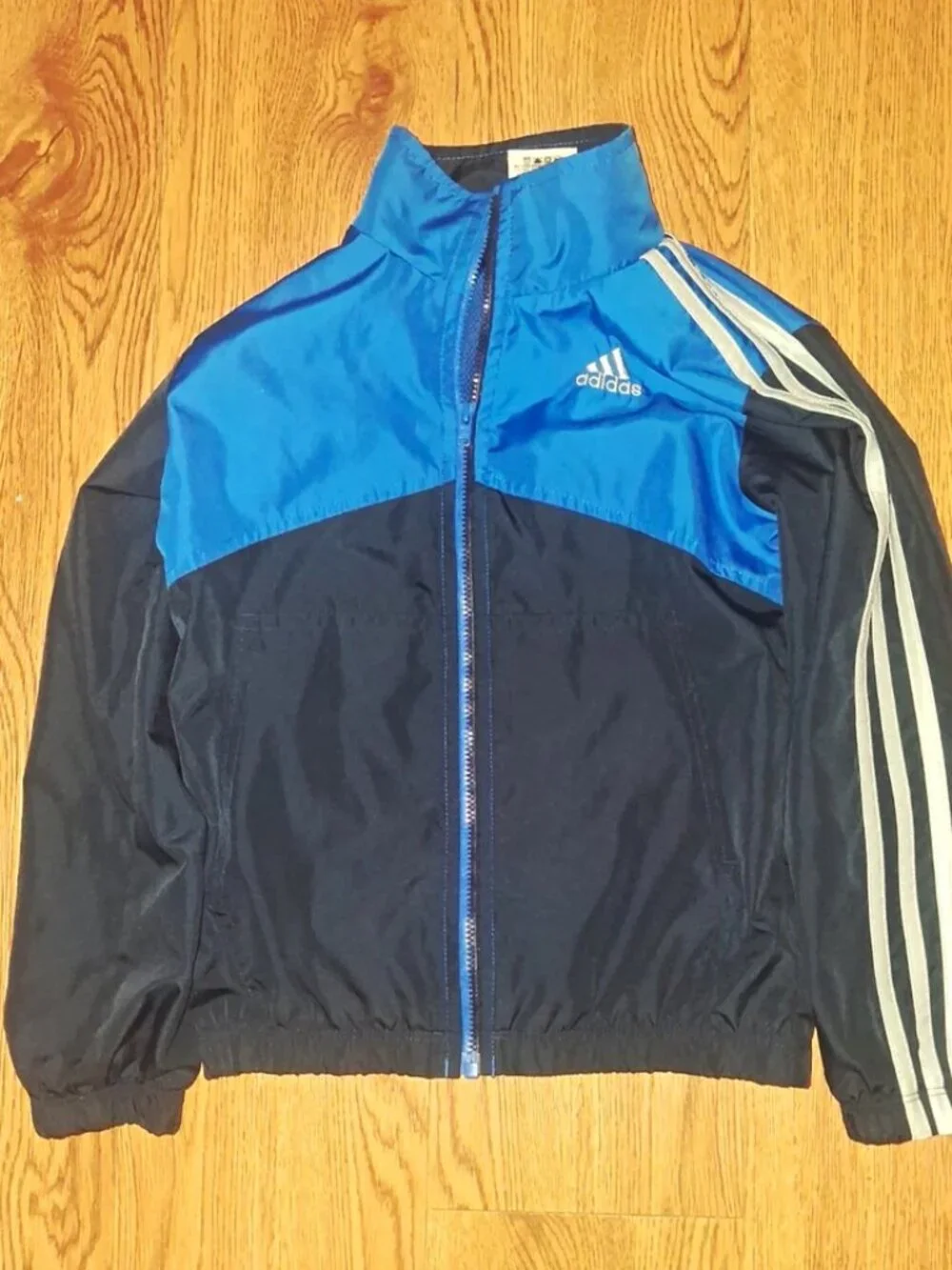 Adidas Boys 4T Full Zip Colorblock Track Jacket Blue/Black Polyester
